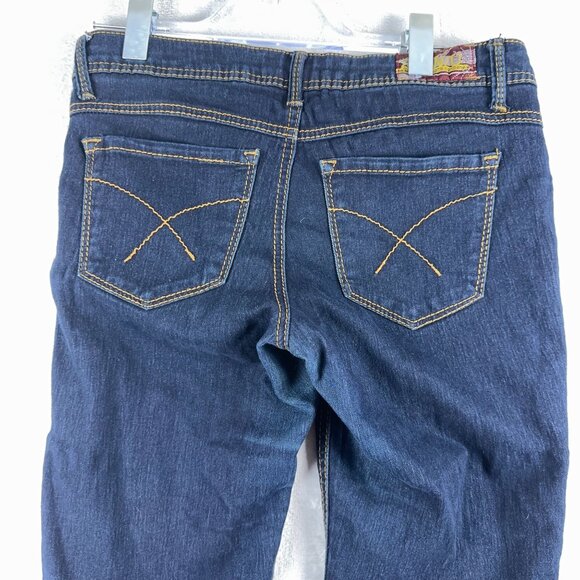 2 BWU Skinny Jeans Super Low Rise Embroidered Pockets Womens Blue Size 11 - Picture 3 of 11